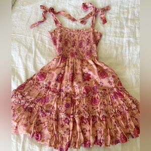 &merci pink floral smocked babydoll dress